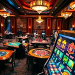 Spectators enjoy thrilling games at a situs judi slot table with vibrant colors and high-stakes atmosphere.