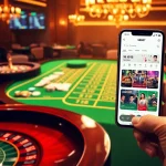 Experience LINK SBOBET through a glamorous online gambling setup featuring casino tables, cards, and betting chips.