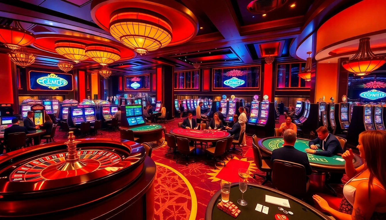 SODO casino scene featuring excited players at roulette and poker tables.