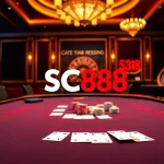 Experience the thrill of SC88 LINK at an elegant casino table with cards and chips.