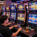 Exciting scene of players enjoying slot gacor hari ini in a lively casino atmosphere.