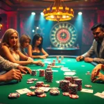 KONG 88 poker game showcasing elite players, chips, and excitement at a luxurious casino table.