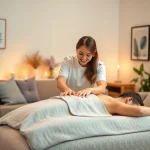 Relaxing 오산출장마사지 experience in a cozy home setting with a young therapist.