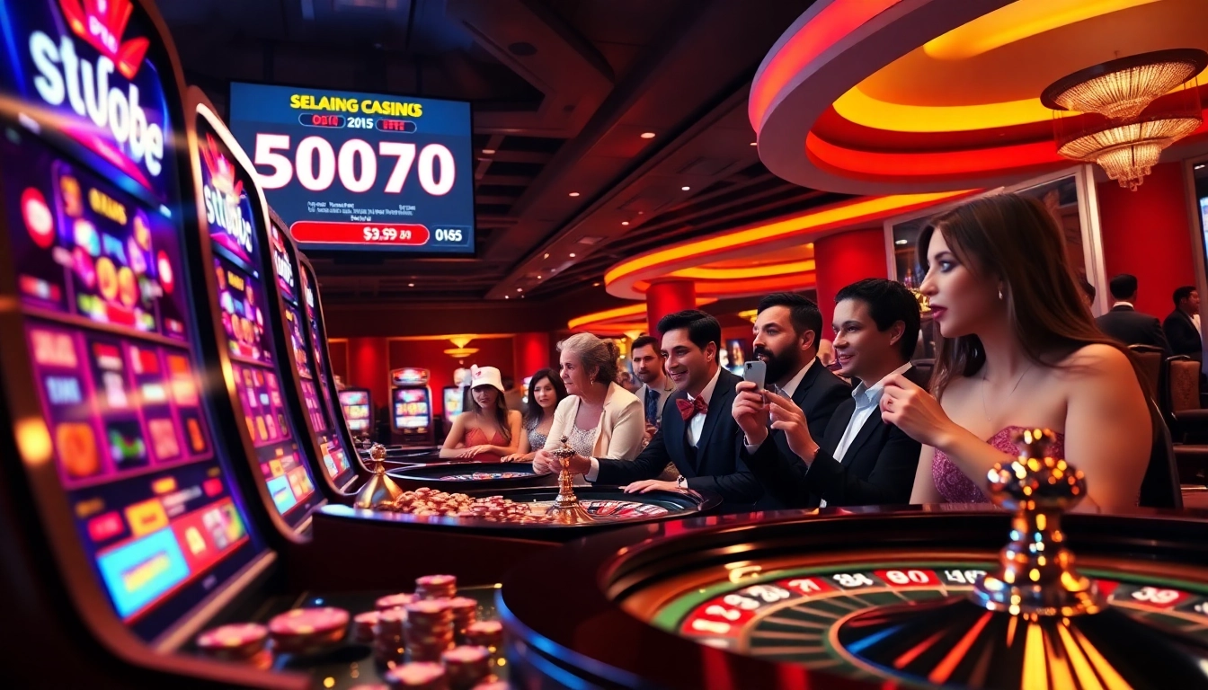 Experience the excitement of slot777 login at a luxury casino with vibrant slot machines.