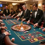 Players enjoying the roulette experience at i9BET casino with vibrant chips and dynamic atmosphere.