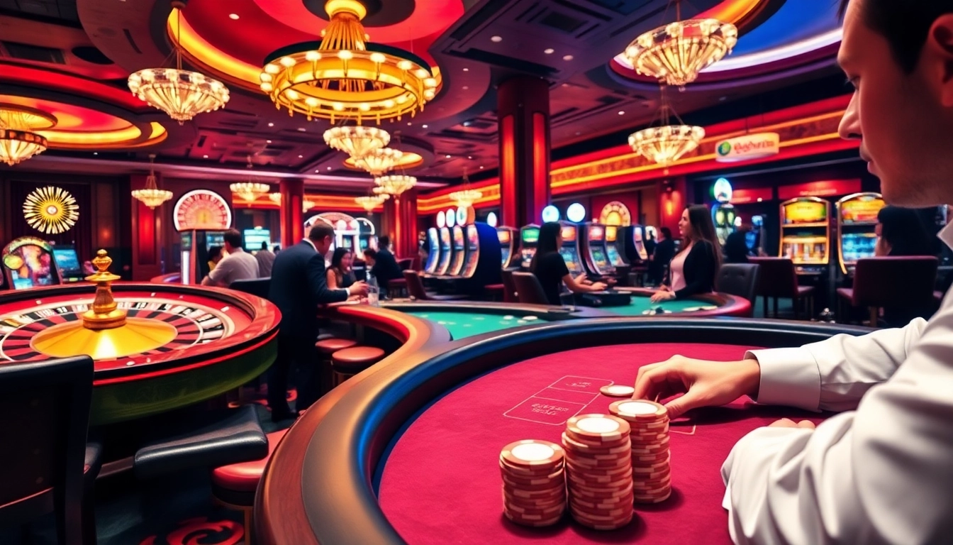 Players celebrating their wins at UU88's vibrant casino tables with poker chips and roulette wheels.