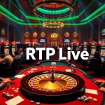 RTP Live data displayed on a thrilling casino scene with players engaged in gambling.