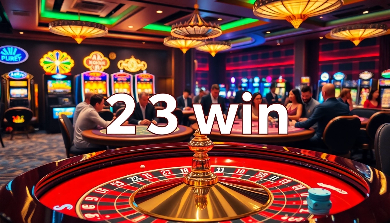 Experience the thrill of winning with 23 win at a vibrant casino, featuring roulette and poker tables.