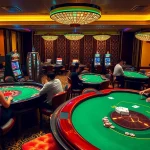 Players enjoying a vibrant KK55 casino experience with tables and games.