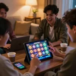 Momen putaran menarik dalam Slot Demo PG Soft Lengkap yang ditampilkan di tablet di rumah.