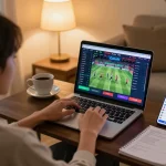 Cakhiatv user engaged in online sports betting from home, showcasing an interactive and responsible gaming experience.
