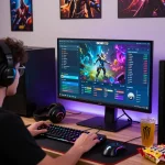 Experience DEWI123 gaming setup with real-time stats, vibrant interface, and immersive atmosphere.