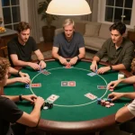 Players enjoying a strategic game of Texas Hold'em poker at a private table, showcasing the engaging atmosphere of god55 casino.