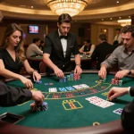 xx88 players engaged in strategic blackjack gameplay at a dynamic casino table.