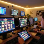 Engaged player experiencing du88 slots action on tablet during a lively online gaming night.