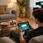 Engaging in online gambling on rik vip with a stylish setup, showcasing excitement and entertainment.