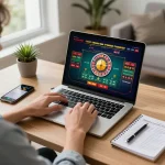 Engaging in live dealer games on 8xbet with a stylish gaming setup, maximizing betting strategies at home