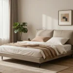 Explore modern interior design with a chic floating bed at https://www.josephineinteriordesign.com/floating-beds/ in a serene bedroom setting.
