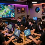 Exciting Dota 2 betting experience at GGLBet Singapore with enthusiastic gamers engaged in live matches and betting.