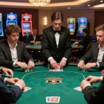 nk88 players engaging in strategic poker gameplay at a stylish casino table