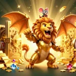 Experience thrilling gameplay with retronaut's dynamic casino elements and an epic chimera creature illustration.