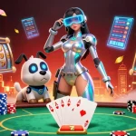 Rasakan sensasi Slot Gacor dengan adegan dinamis menampilkan karakter futuristik dan elemen kasino yang kaya.
