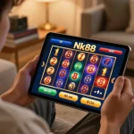 Engage in Nk88 win with dynamic gameplay on a tablet, showcasing responsible gambling.