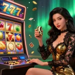Experience thrilling slot gacor action with high-value chips and spinning reels in a luxurious casino setting.