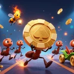 Experience game go88 in a vibrant heist scene with animated ants, golden poker chips, and dynamic casino elements.