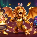 Bet on sbobet with a thrilling 3D illustration showcasing a golden chimera and vibrant casino elements.