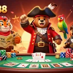 Join the adventure at bigpot88 with a pirate captain, tiger first mate, and poker elements!